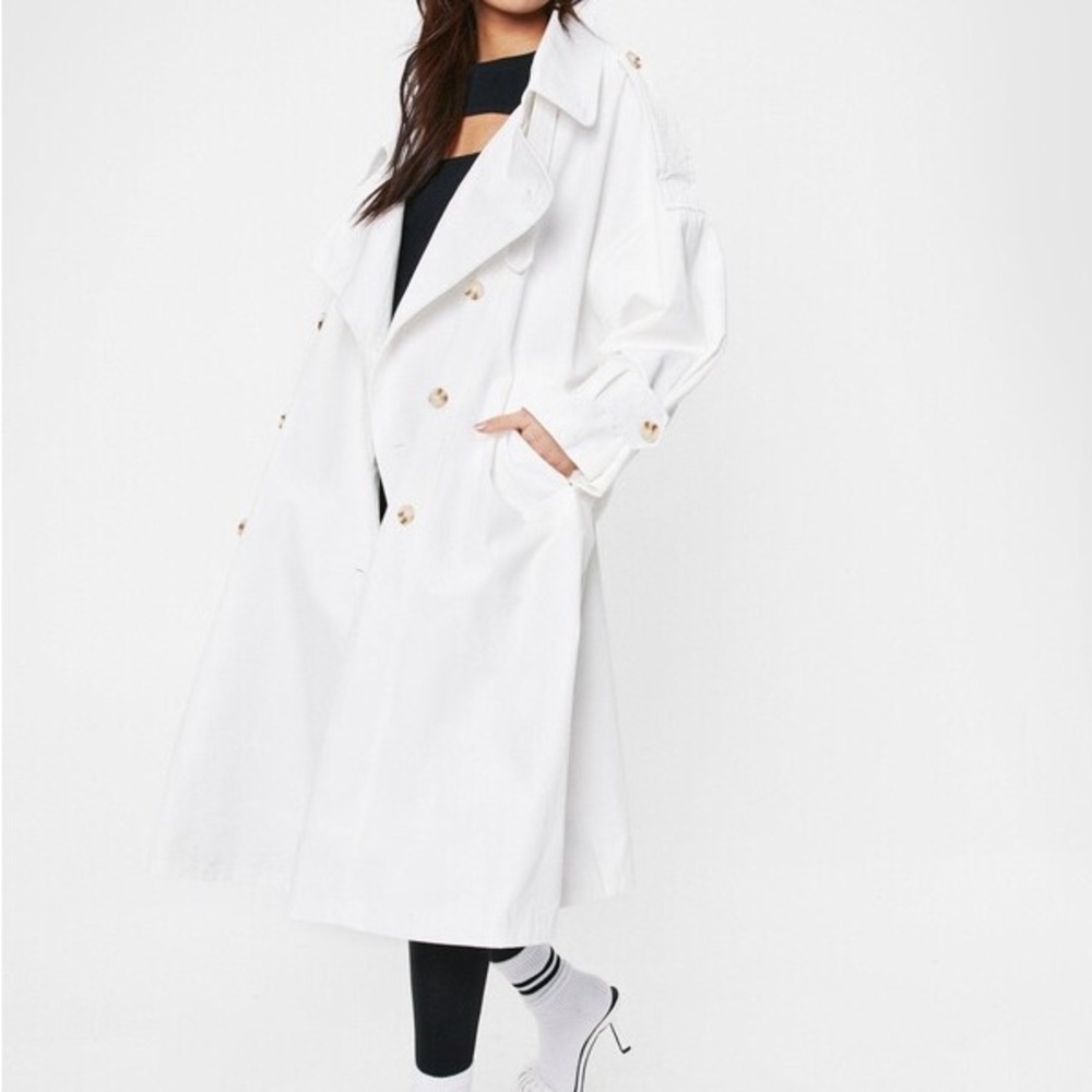 Nasty Gal Womens Oversized Double Breasted Belted Trench Coat New! small